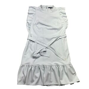 Tommy Hilfiger Women Light Blue Ruffle Sleeve Belted Dress Size 14 Boho